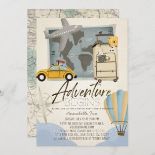 Aventure commence Carte de voyage Baby shower virt