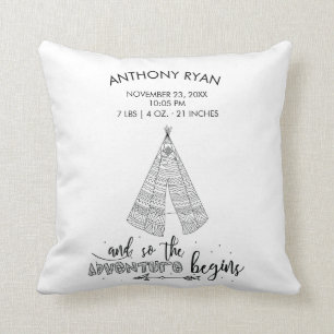 Aventure commence Teepee Baby Stats Coussin