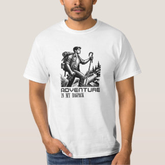 Aventure dans mon sac à dos. T-shirt blanc
