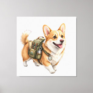 Aventure de randonnée de Corgi sur toile tendue aq