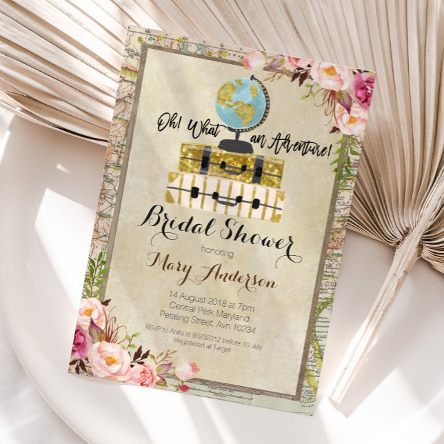 Aventure Vintage douche nuptiale Invitation (Créateur téléchargé)