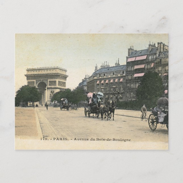 Avenue du Bois de Boulogne, Paris Vintage Postcard (Front)