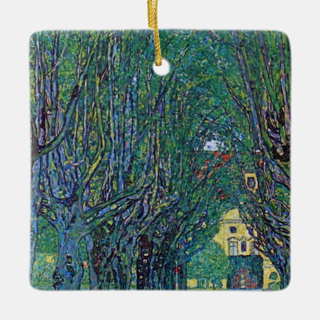 Avenue In Schloss Kammer Park by Gustav Klimt Ceramic Ornament (Front)