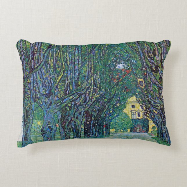 Avenue In Schloss Kammer Park by Gustav Klimt Decorative Pillow (Front)