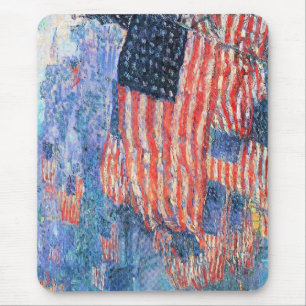 Avenue in the Rain by Childe Hassam, Vintage Art Mouse Pad