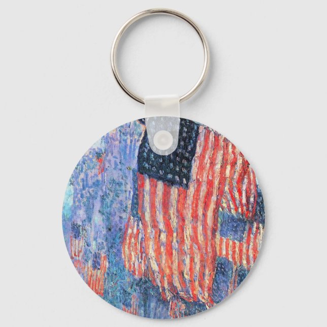 Avenue in the Rain by Frederick Childe Hassam Keychain (Front)