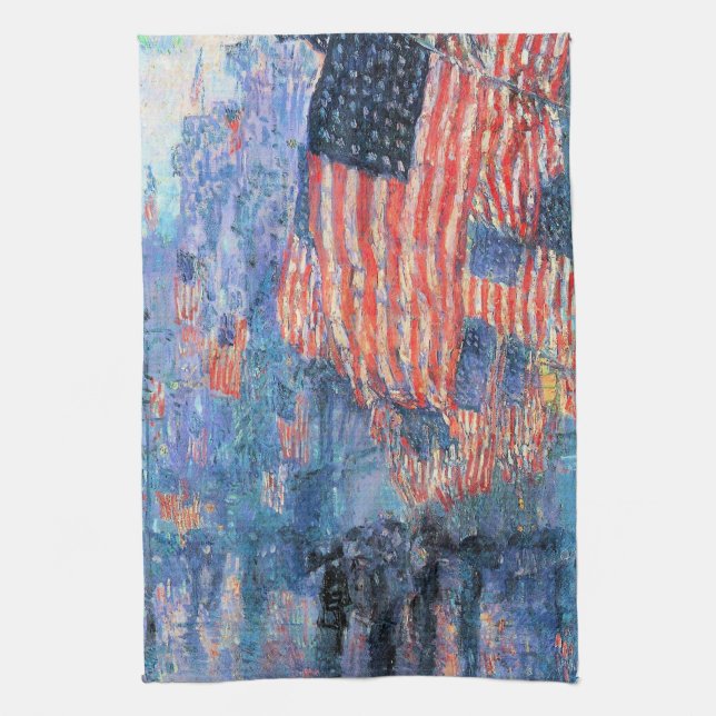 Avenue in the Rain by Frederick Childe Hassam Kitchen Towel (Vertical)