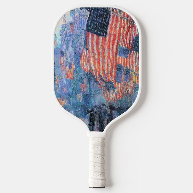 Avenue in the Rain by Frederick Childe Hassam Pickleball Paddle (Front)