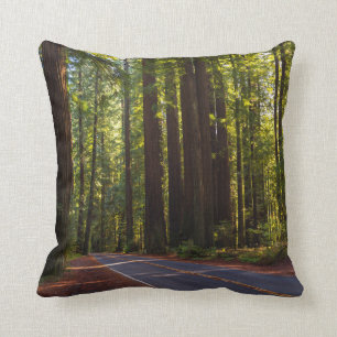 Avenue of Giant Redwood California Throw Pillow