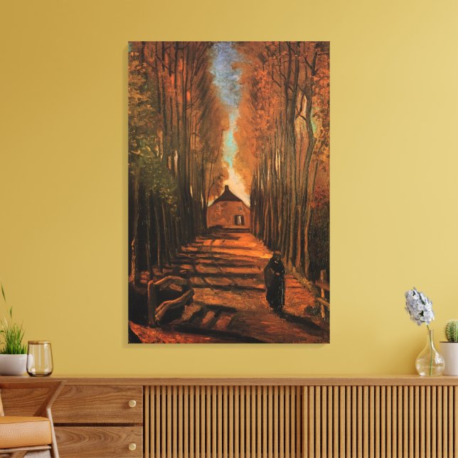 Avenue of Poplars in Autumn by Vincent van Gogh Canvas Print (Insitu(LivingRoom))