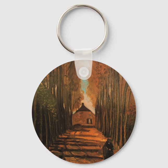 Avenue of Poplars in Autumn by Vincent van Gogh Keychain (Front)