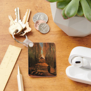 Avenue of Poplars in Autumn by Vincent van Gogh Keychain
