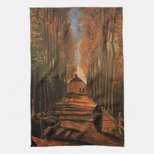 Avenue of Poplars in Autumn by Vincent van Gogh Kitchen Towel
