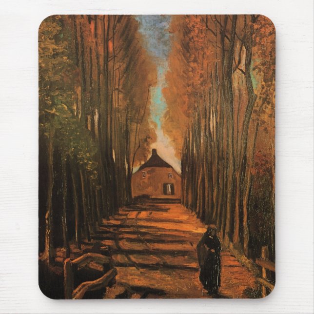 Avenue of Poplars in Autumn by Vincent van Gogh Mouse Pad (Front)