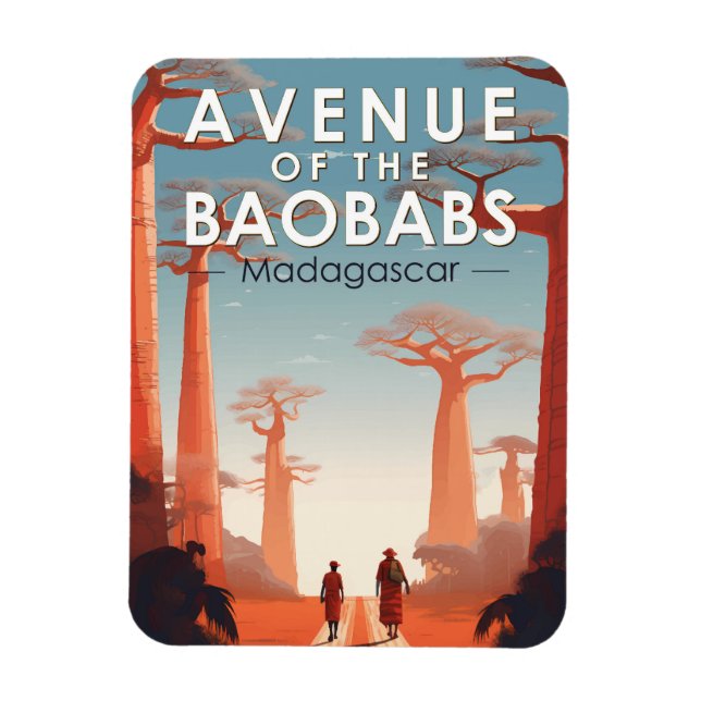 Avenue of the Baobabs Madagascar Art Vintage Magnet (Vertical)