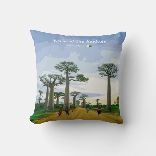 Avenue of the Baobabs, Madagascar - Landscape Throw Pillow (Front)