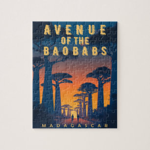 Avenue of the Baobabs Madagascar - Retro African  Jigsaw Puzzle
