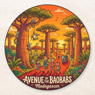 Avenue of the Baobabs Madagascar Round Paper Coaster