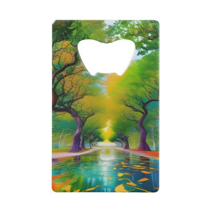Avenue of Trees autumn leaves Credit Card Bottle Opener