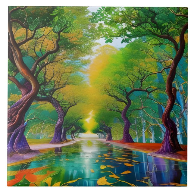 Avenue of Trees autumn leaves  Tile (Front)
