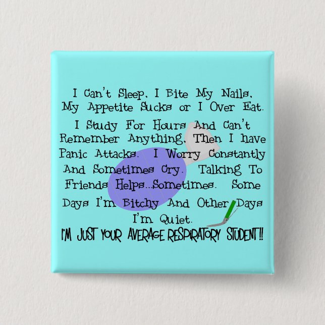Average Respiratory Student 2 Inch Square Button (Front)