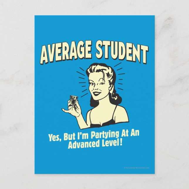 Average Student: Partying Advanced Postcard (Front)