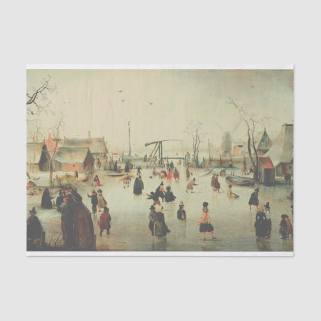 AVERCAMP ICE SKATING IN A VILLAGE TISSUE PAPER (Front)