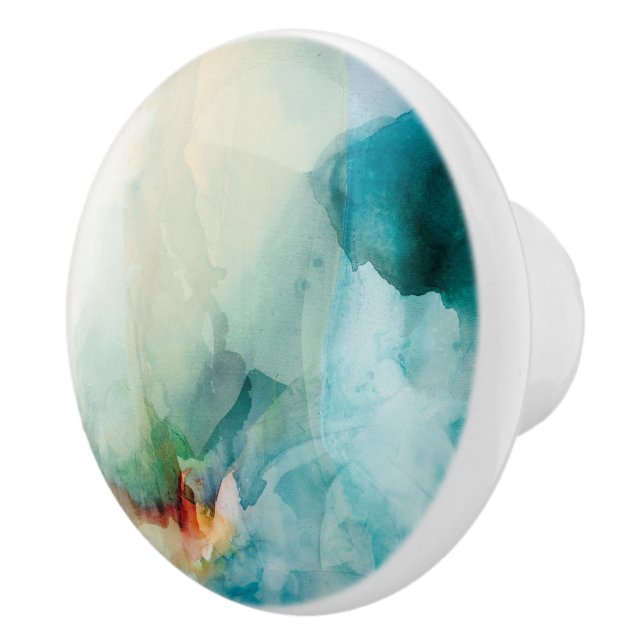 Aversion - Blue Watercolor Ceramic Knob (Right)