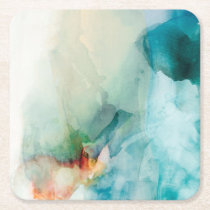 Aversion - Blue Watercolor Square Paper Coaster