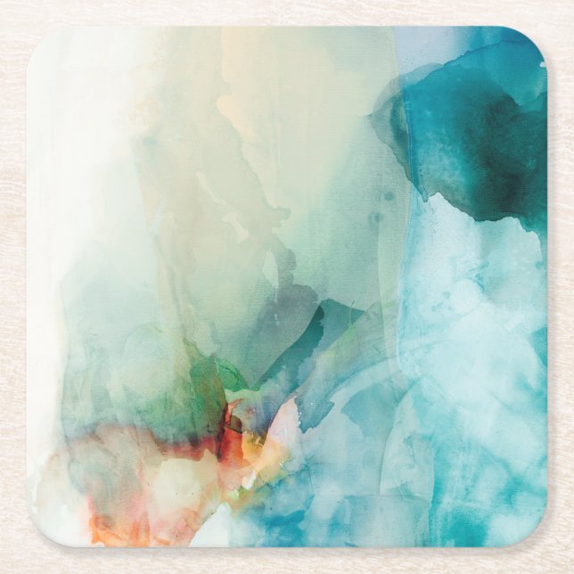Aversion - Blue Watercolor Square Paper Coaster (Front)