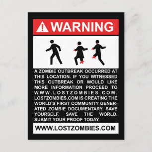 Avertissement Carte postale d'éclosion de virus Zo