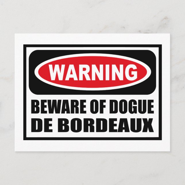 Avertissement MÉFIQUE DE DOGUE DE BORDEAUX Carte p (Devant)