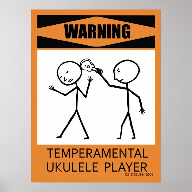 Avertissement Poster du lecteur Ukulele Temperamen (Devant)