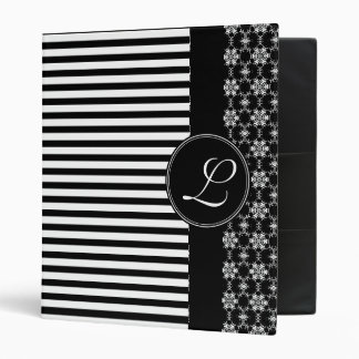 Avery Binder, Custom Monogram Pretty Pattern Black Binder