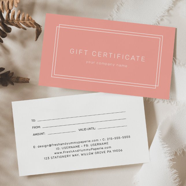 AVERY Blush Peach Business Gift Certificate (AVERY Blush Peach Business Gift Certificate)