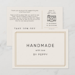 AVERY Chic Gold and Black Handmade Thank You Order Enclosure Card