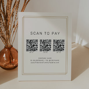 AVERY Chic Gold Black Business QR Code Scan To Pay Pedestal Sign