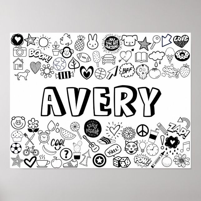 'AVERY' Colour-it-Yourself Outline Design Poster (Front)