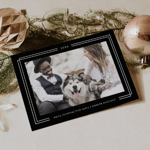 AVERY Dark Black Framed Couples Photo Christmas Holiday Card