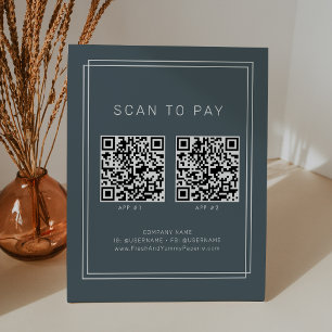 AVERY Dark Navy Blue Business 2 Apps Scan To Pay Pedestal Sign