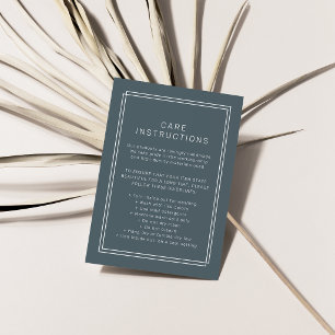 AVERY Dark Navy Blue Product Care Instructions Enclosure Card