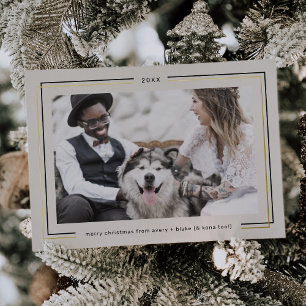 AVERY Gold Foil Vintage Couples Photo Christmas Foil Holiday Card