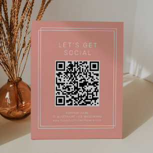 AVERY Minimal Blush Peach Let's Get Social Media Pedestal Sign
