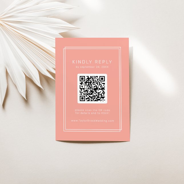 AVERY Minimal Blush Peach QR Code RSVP Wedding Enclosure Card (AVERY Minimal Blush Peach QR Code RSVP Wedding Enclosure Card)