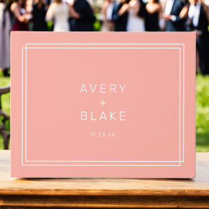 AVERY Minimal Blush Peach Soft Coral Wedding Guest Book