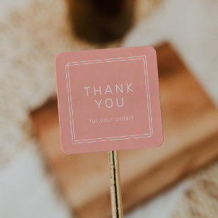 AVERY Minimal Blush Peach Thank You For Order Square Sticker