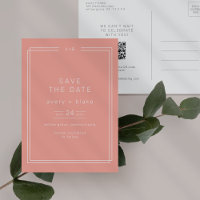 AVERY Minimal Blush Peach Wedding Save the Date