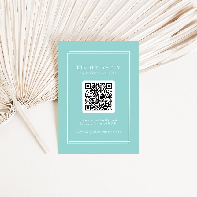 AVERY Minimalist Mint Green QR Code RSVP Wedding Enclosure Card (AVERY Minimalist Mint Green QR Code RSVP Wedding Enclosure Card)