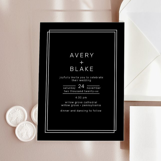 AVERY Modern Black Acrylic Wedding Invitation (AVERY Modern Black Acrylic Wedding Invitation)