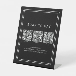 AVERY Modern Black Business QR Code Scan To Pay Pedestal Sign